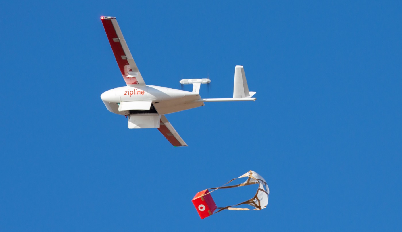 Zipline Drone Delivering Medical Supplies in Rwanda